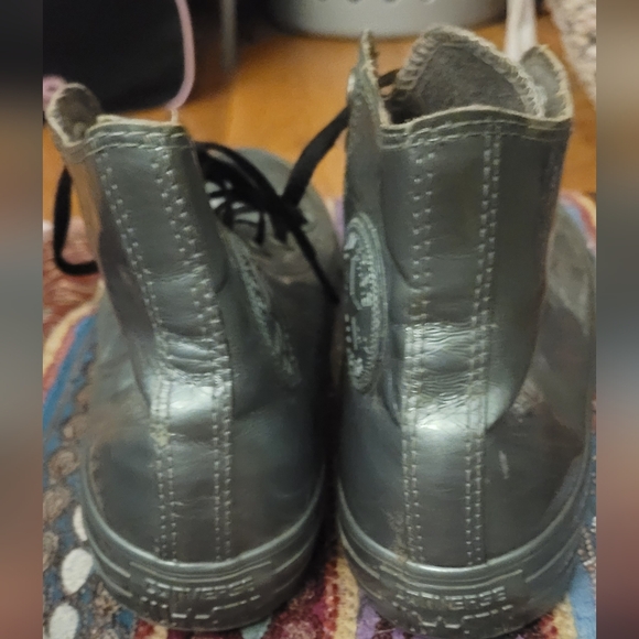 Converse CTAS Metallic Silver Rubber Hi-Tops - Picture 2 of 6